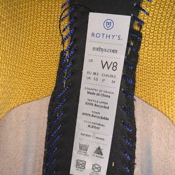 Rothy's Size 8 The Point Womens Yellow Textile Ballet Flat Comfort Shoes Slip On - Picture 3 of 11